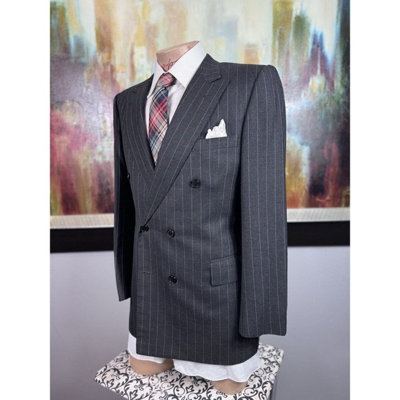 40R Mens Gieves & Hawkes Gray Pinstripe Suit - Pants 36/29 - Picture 7 of 16